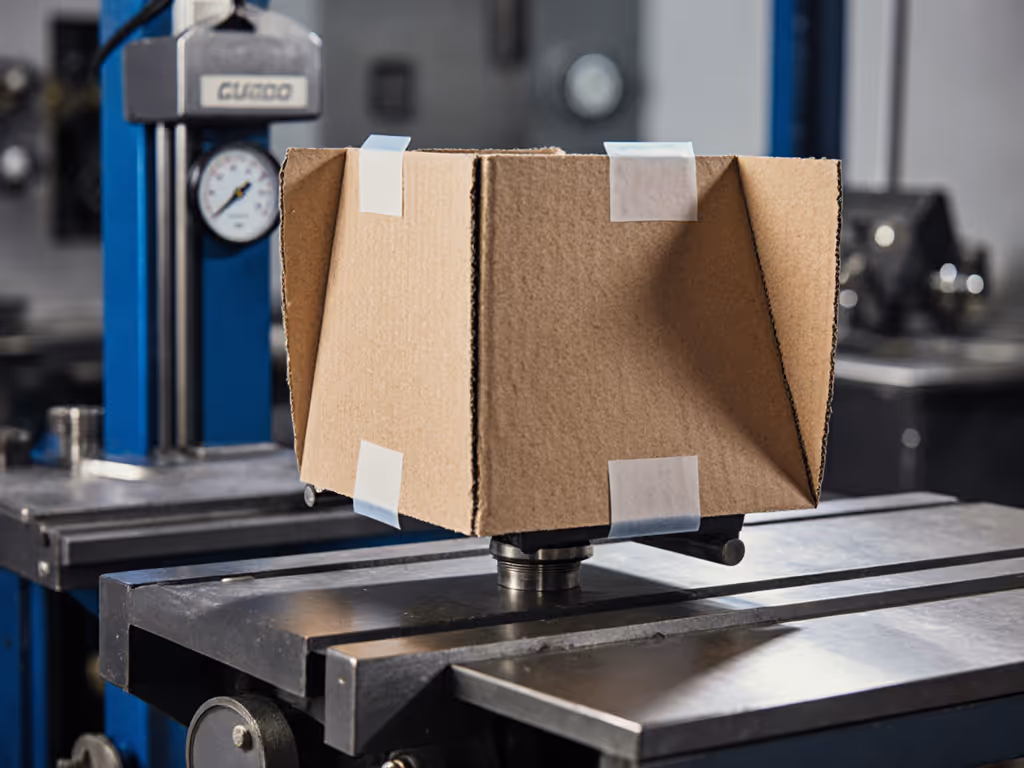 shop-made_cardboard_coolant_shield_taped_above_metal_part_on_measurement_station